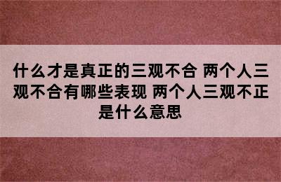 什么才是真正的三观不合 两个人三观不合有哪些表现 两个人三观不正是什么意思